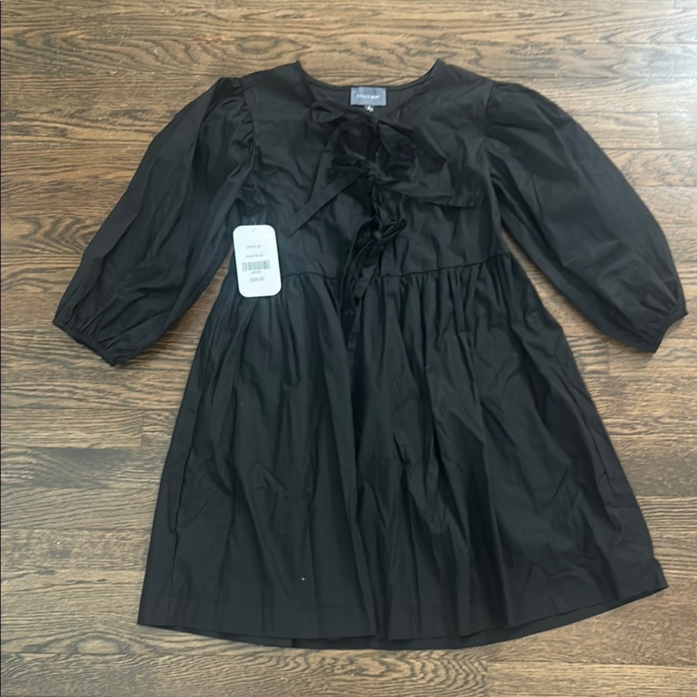 NWT - Dress Up Boutique Black Ruffled Sundress with Puff Sleeves